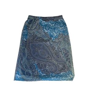 Step by Step Blue Paisley 90s Y2K Knee Length Skirt Large